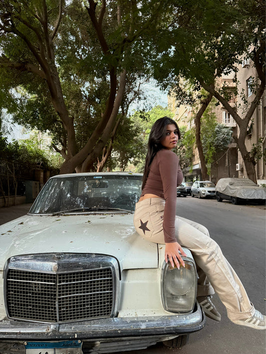 Star-Marked Beige Straight